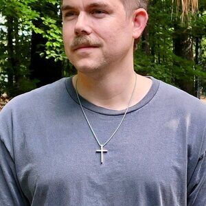 Titanium Steel Cross † on Surgical Stainless Steel Box Chain Necklace